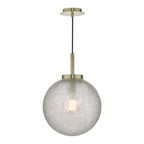Dar AVA0141 Avari 1 Light Pendant Satin Brass And Clear Frosted Glass