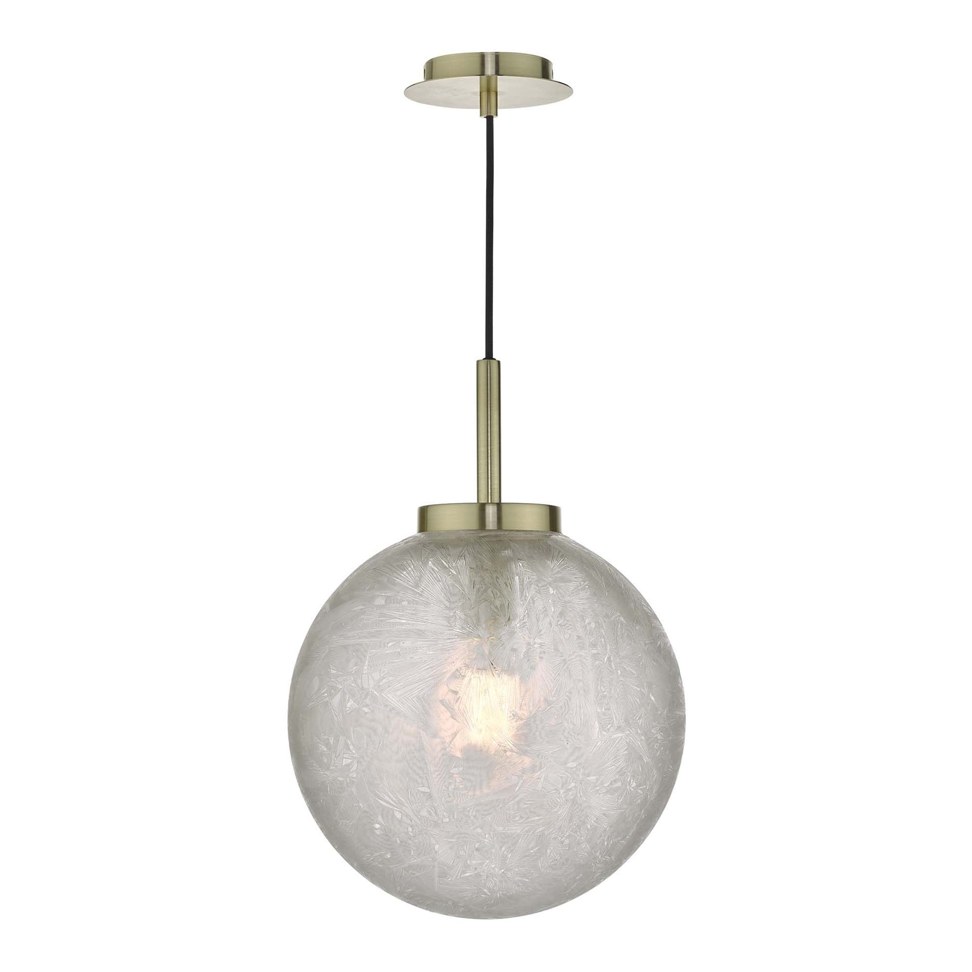 Dar AVA0141 Avari 1 Light Pendant Satin Brass And Clear Frosted Glass
