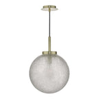 Dar AVA0141 Avari 1 Light Pendant Satin Brass And Clear Frosted Glass