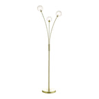 Dar AVA4941 Avari 3 Light Floor Lamp Satin Brass And Clear Frosted Glass