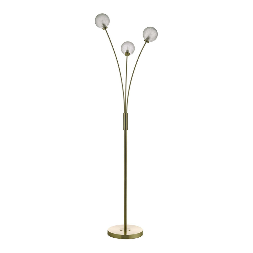 Dar AVA4941 Avari 3 Light Floor Lamp Satin Brass And Clear Frosted Glass