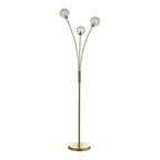 Dar AVA4941 Avari 3 Light Floor Lamp Satin Brass And Clear Frosted Glass