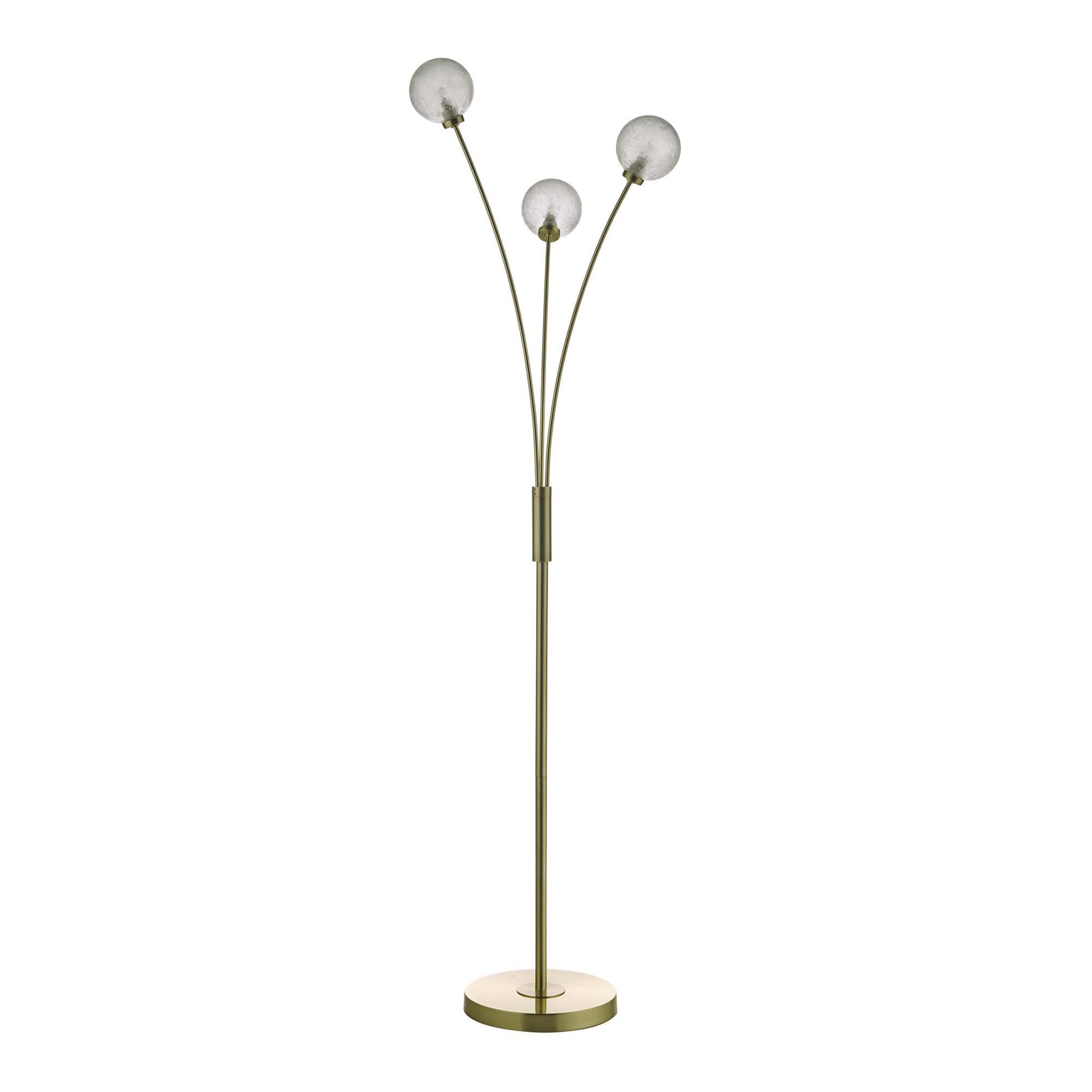 Dar AVA4941 Avari 3 Light Floor Lamp Satin Brass And Clear Frosted Glass