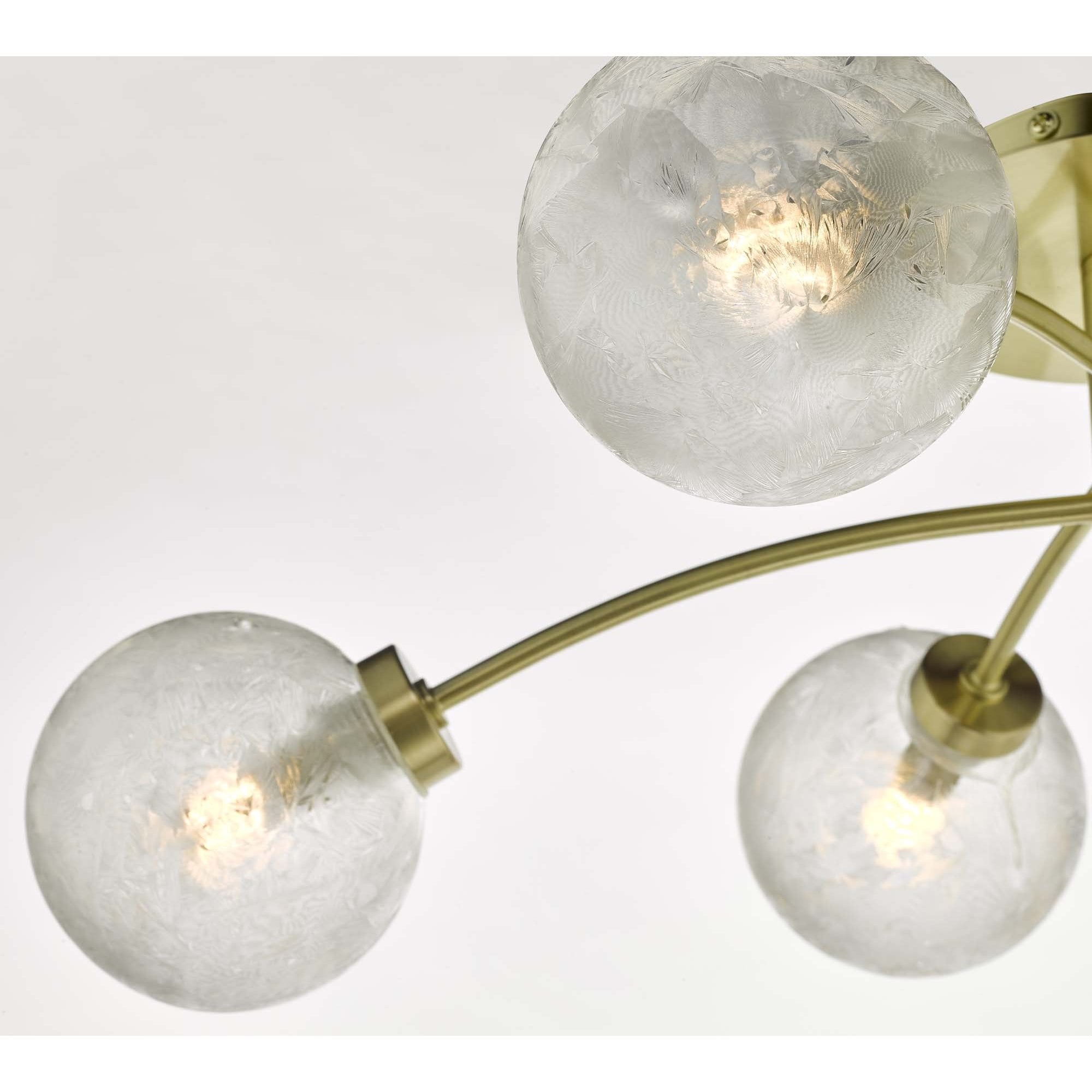 Dar AVA6441 Avari 6 Light Semi Flush Satin Brass And Clear Frosted Glass