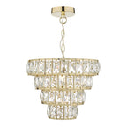 Dar CER0135 Cerys 1 Light 4 Tier Pendant Crystal And Gold