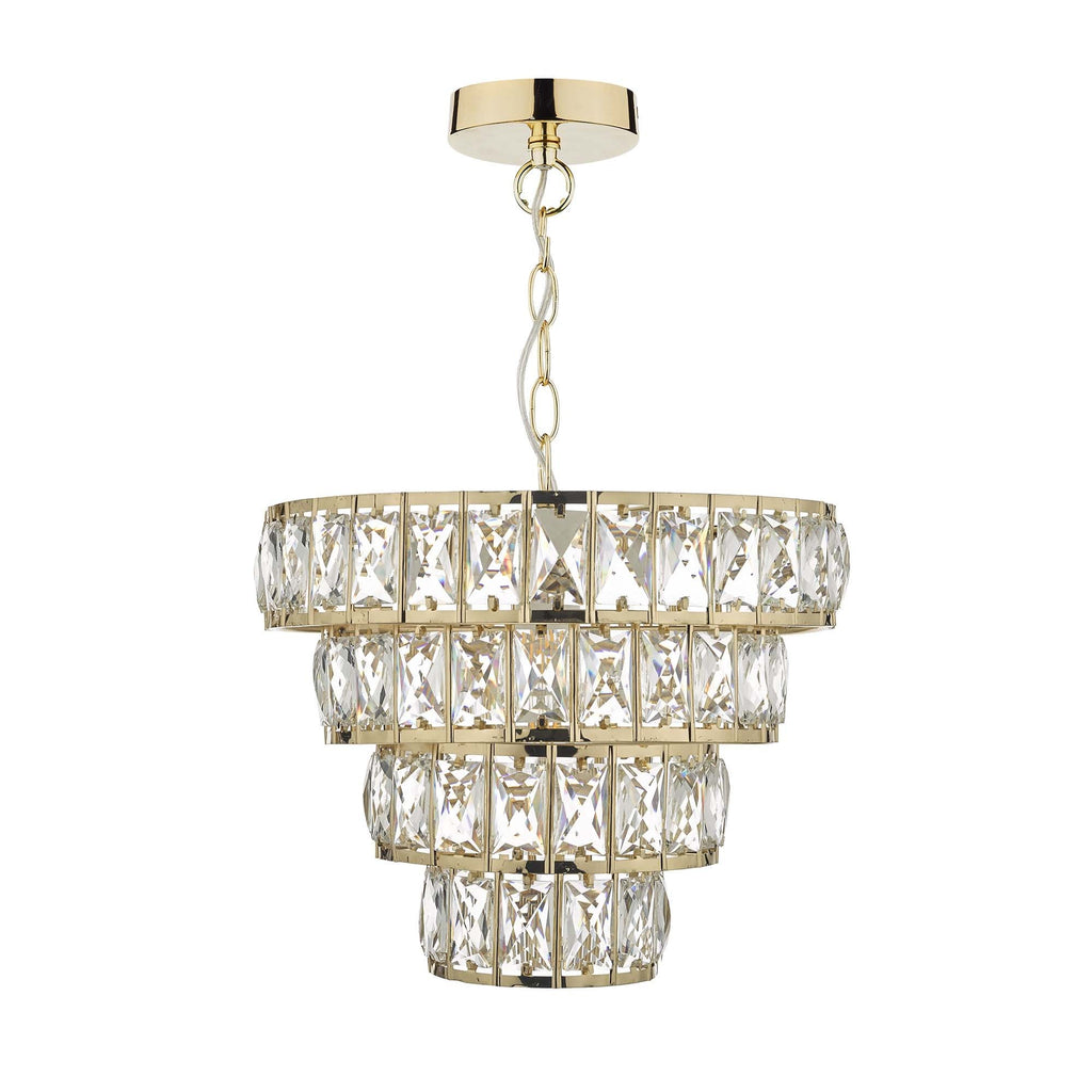 Dar CER0135 Cerys 1 Light 4 Tier Pendant Crystal And Gold