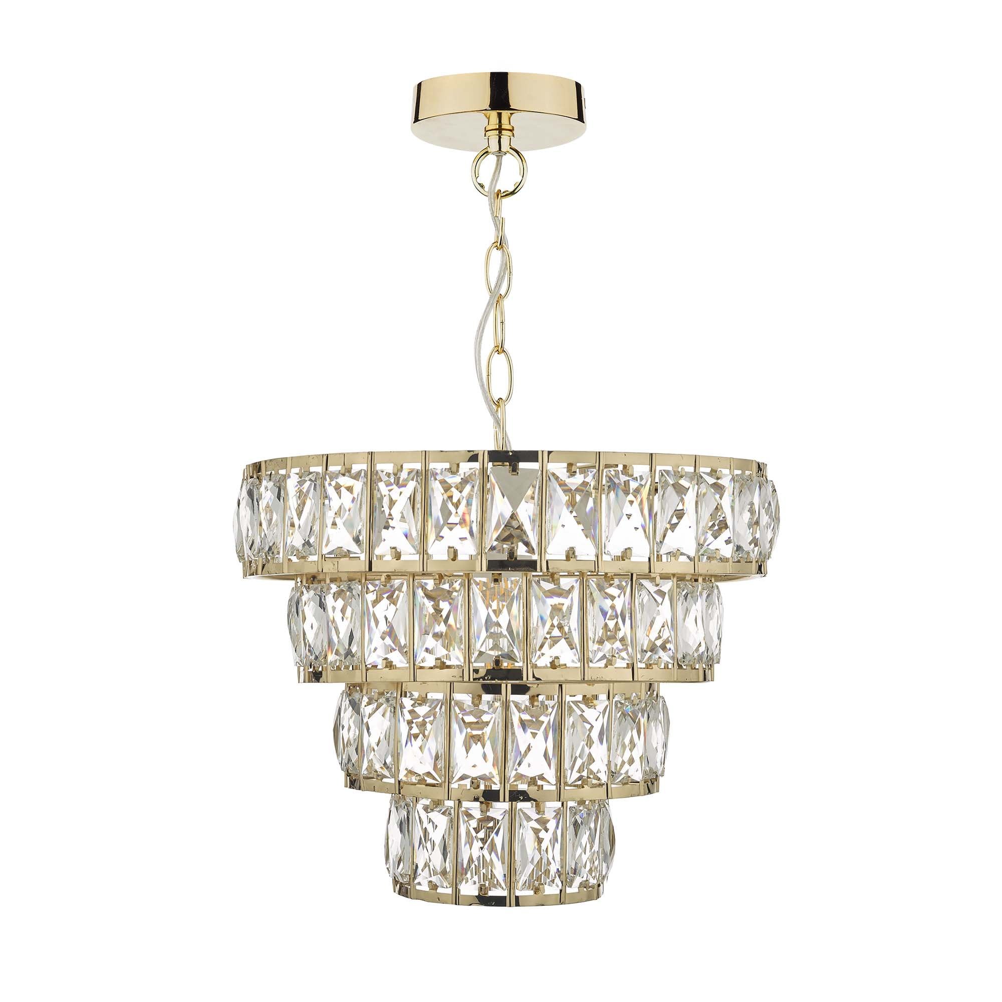 Cerys 1 Light 4Tier Pendant Crystal And Gold (S)