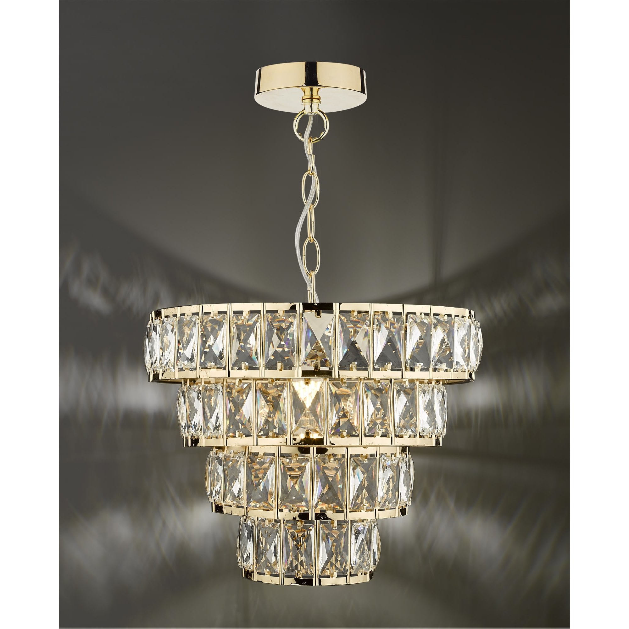 Cerys 1 Light 4Tier Pendant Crystal And Gold (S)