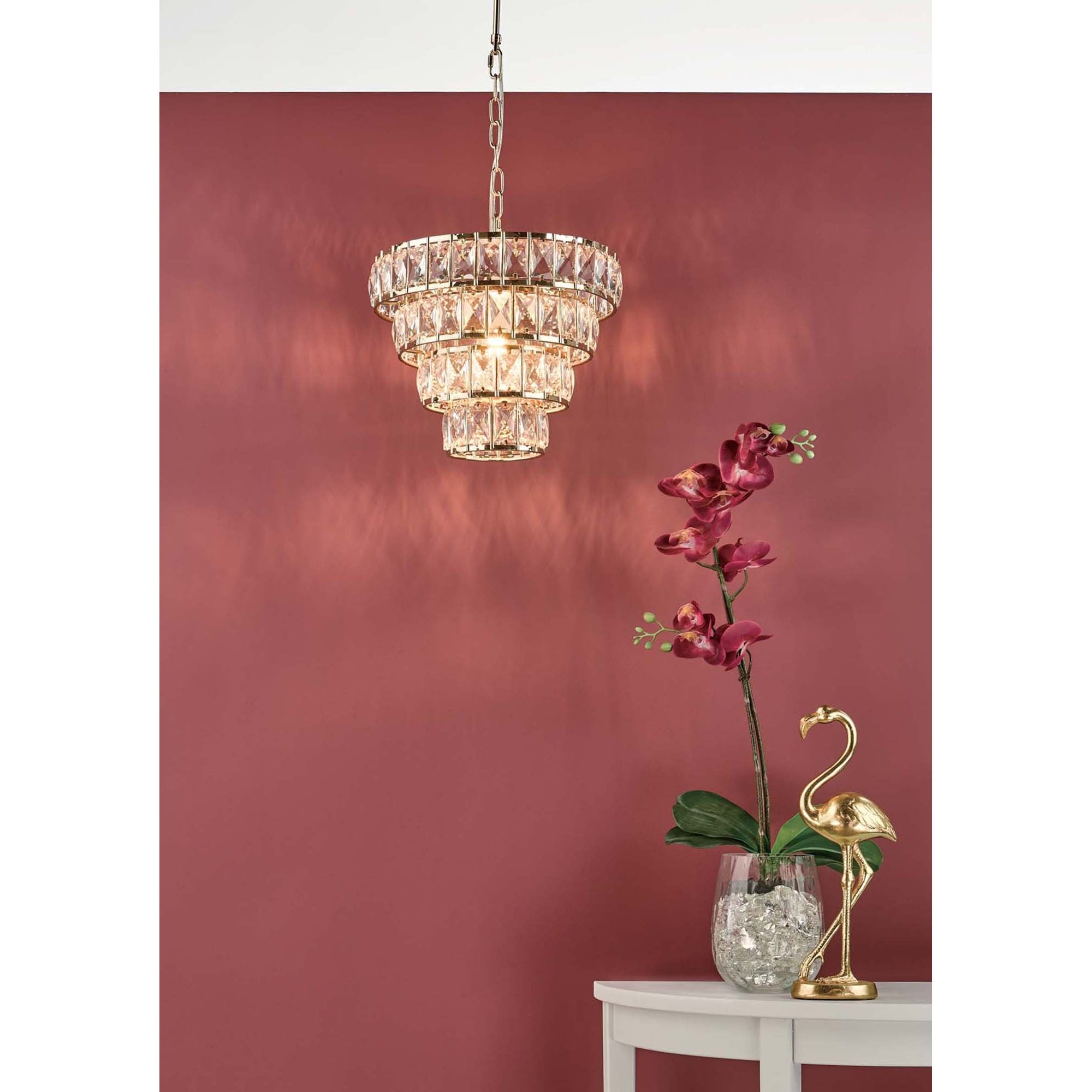 Cerys 1 Light 4Tier Pendant Crystal And Gold (S)