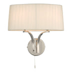 Dar CRI092 Cristin 2 Light Wall Light Polished Nickel With Ivory Shade