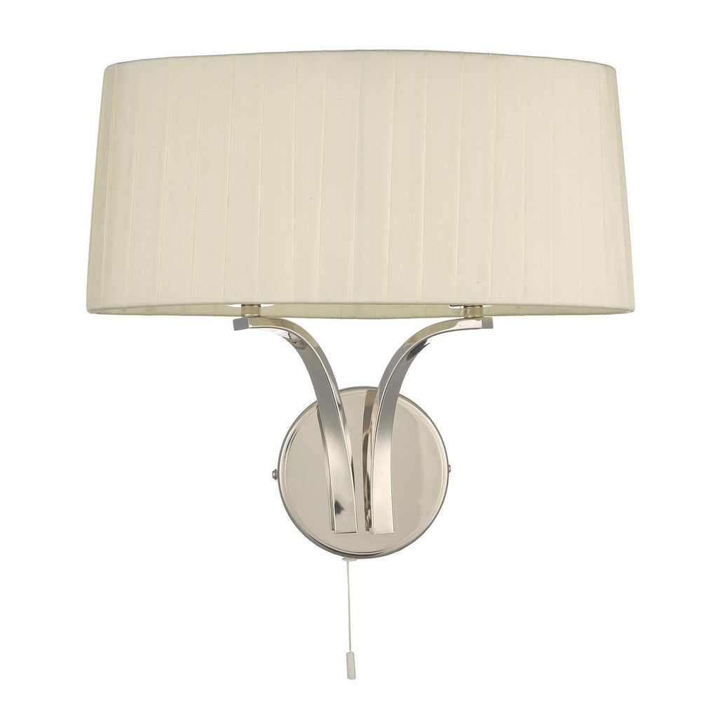 Dar CRI092 Cristin 2 Light Wall Light Polished Nickel With Ivory Shade
