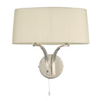 Dar CRI092 Cristin 2 Light Wall Light Polished Nickel With Ivory Shade