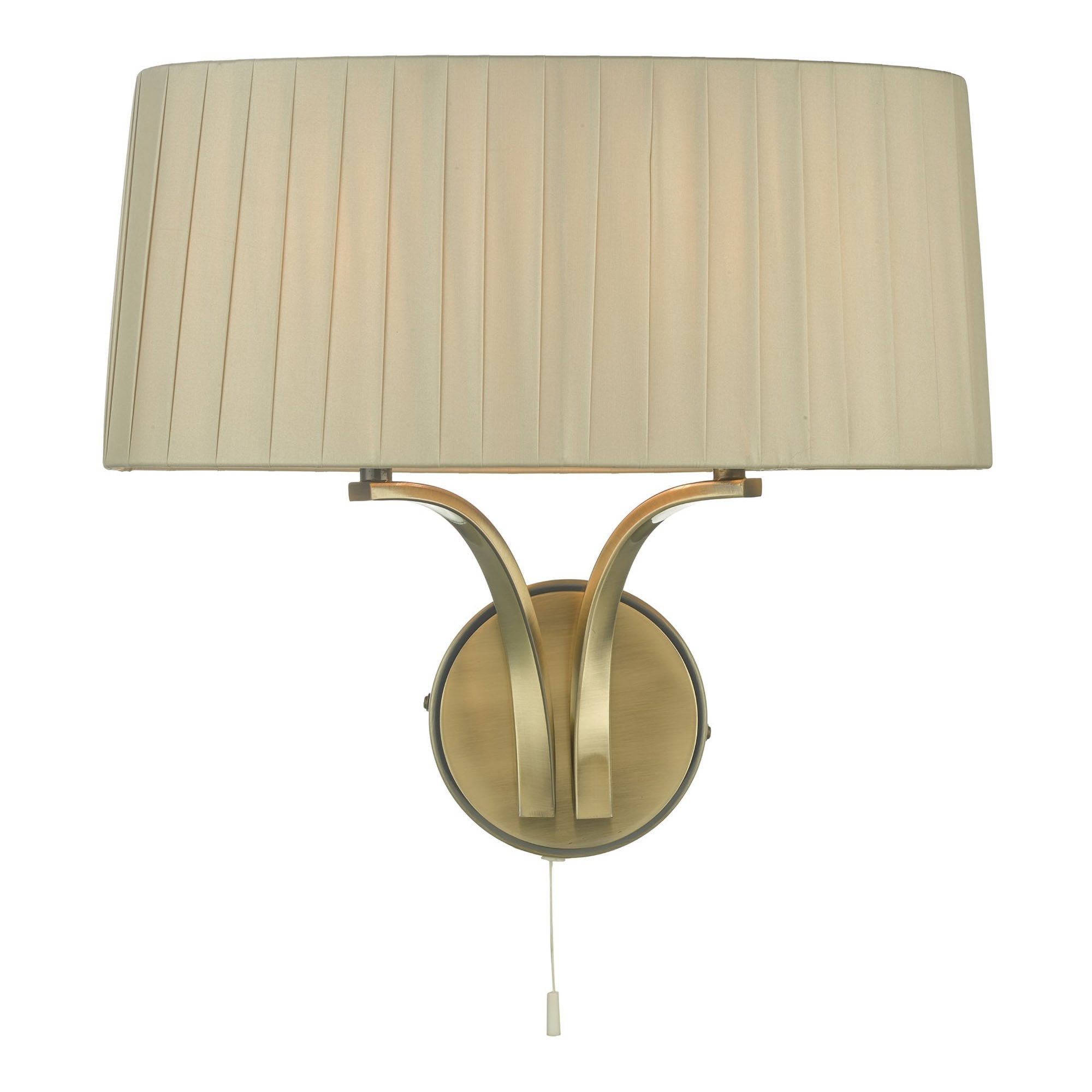 Dar CRI0929 Cristin 2 Light Wall Light Antique Brass With Taupe Shade