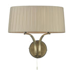 Dar CRI0929 Cristin 2 Light Wall Light Antique Brass With Taupe Shade