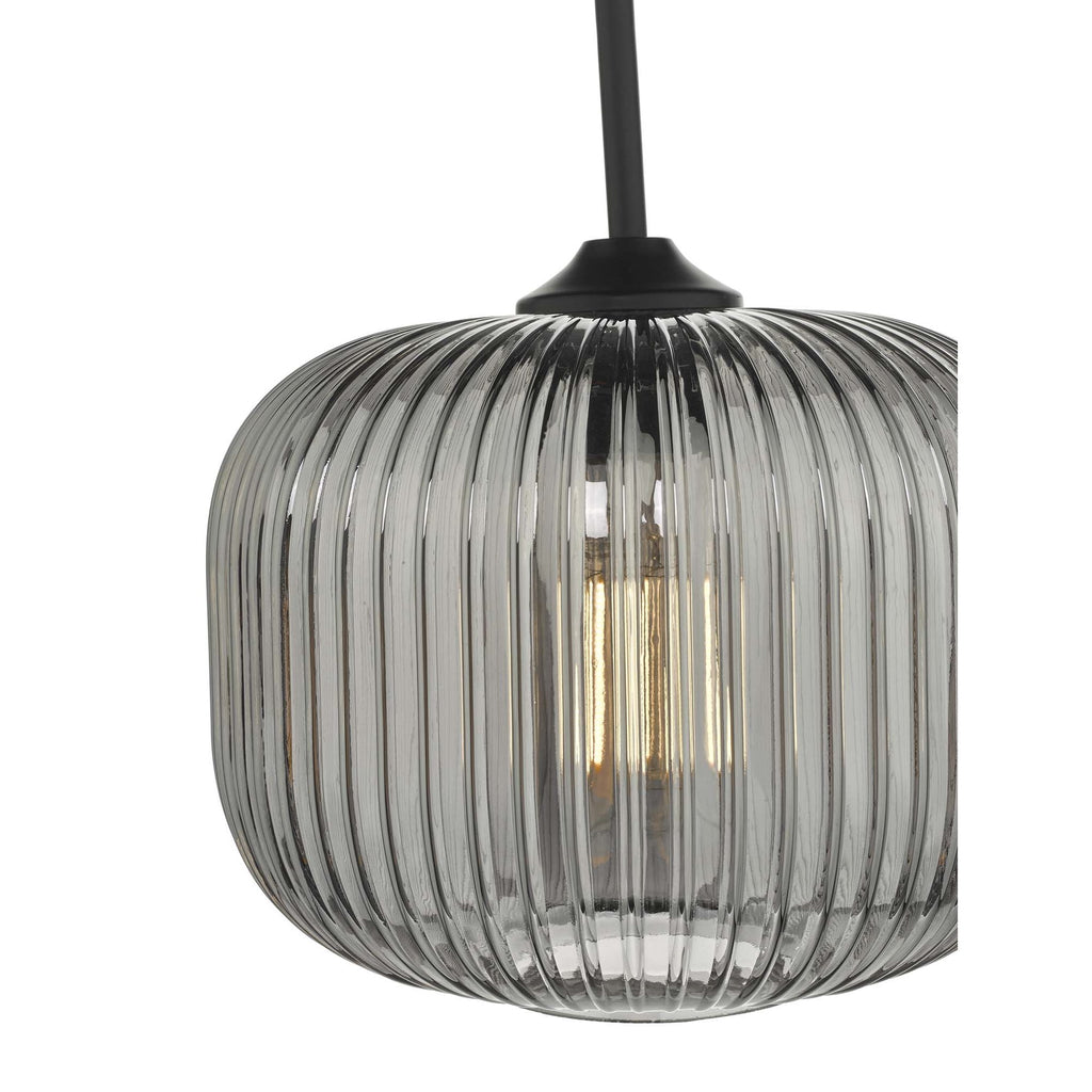 Demarius 1 Light Pendant Black and Smoked Glass