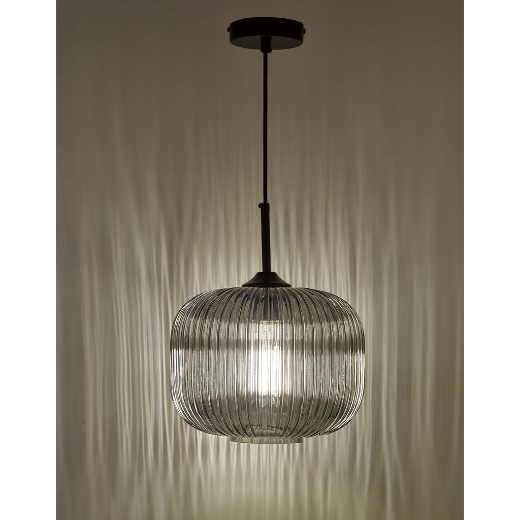 Demarius 1 Light Pendant Black and Smoked Glass