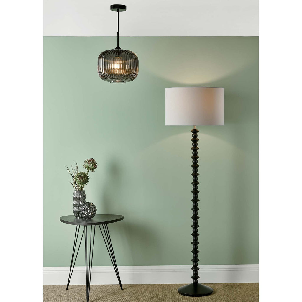 Demarius 1 Light Pendant Black and Smoked Glass