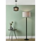 Demarius 1 Light Pendant Black and Smoked Glass