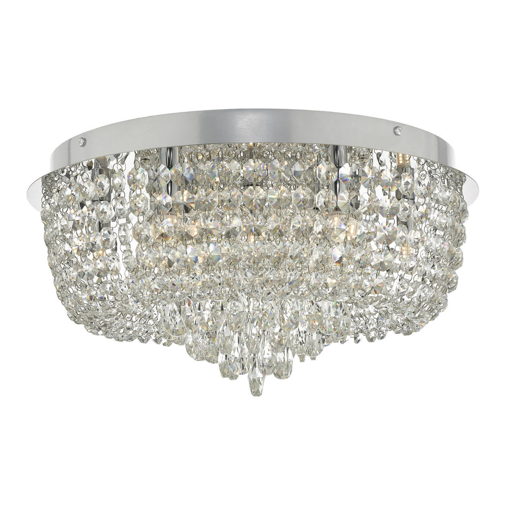 Dar EIT5008 Eitan 9 Light Beaded Flush Clear and Polished Chrome