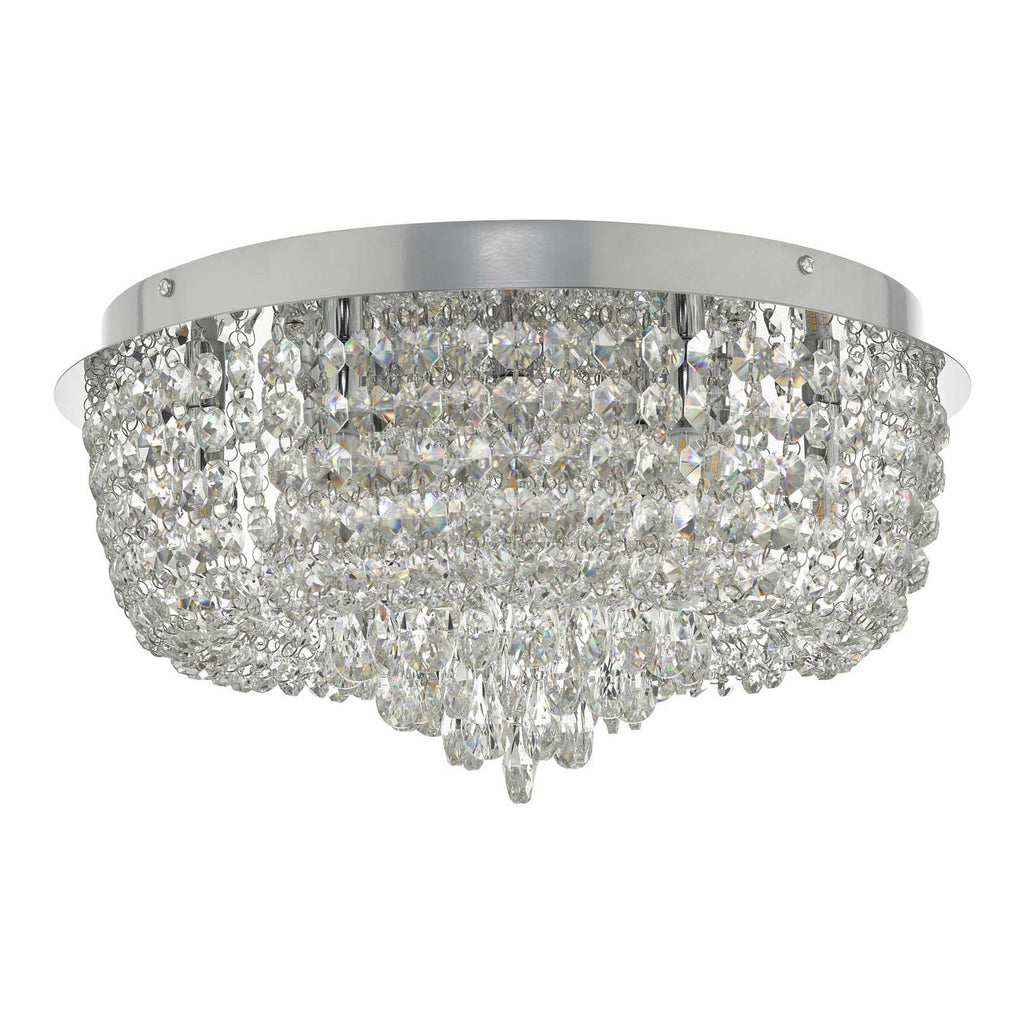 Dar EIT5008 Eitan 9 Light Beaded Flush Clear and Polished Chrome