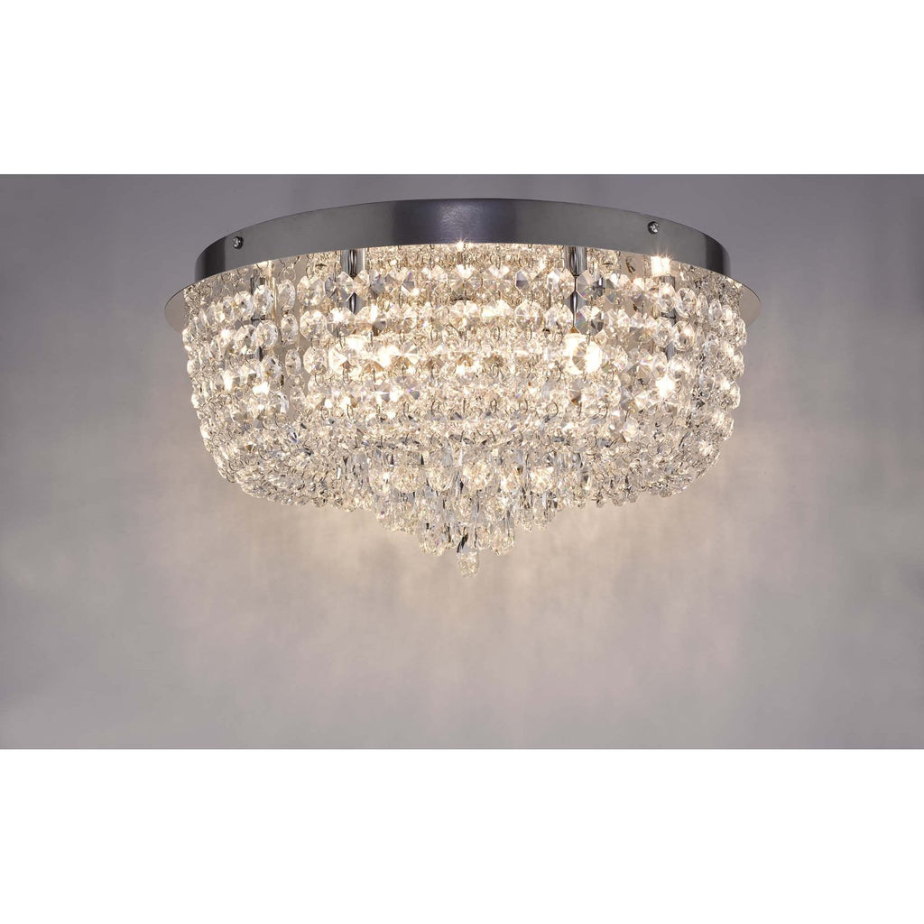 Dar EIT5008 Eitan 9 Light Beaded Flush Clear and Polished Chrome