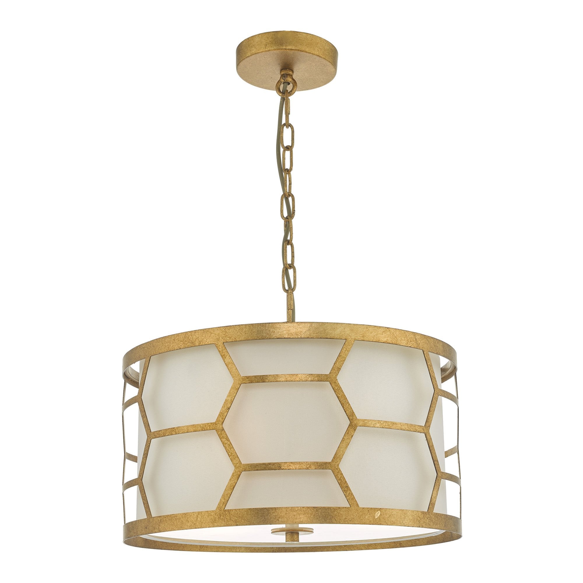 Dar EPS0312 Epstein 3 Light Pendant Gold And Ivory
