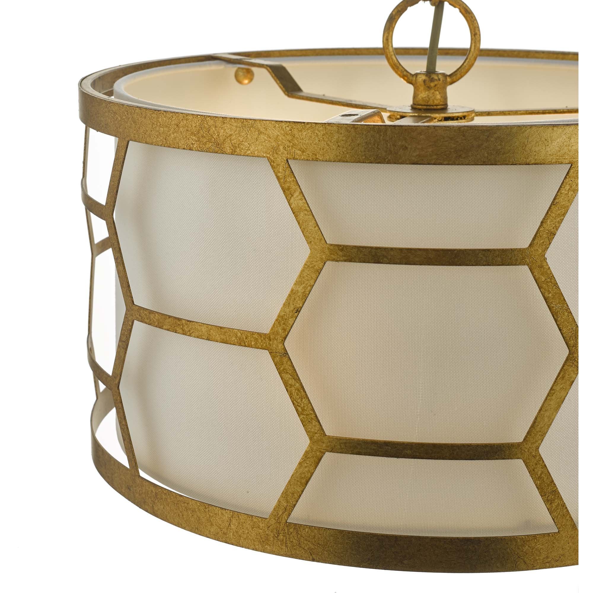Dar EPS0312 Epstein 3 Light Pendant Gold And Ivory