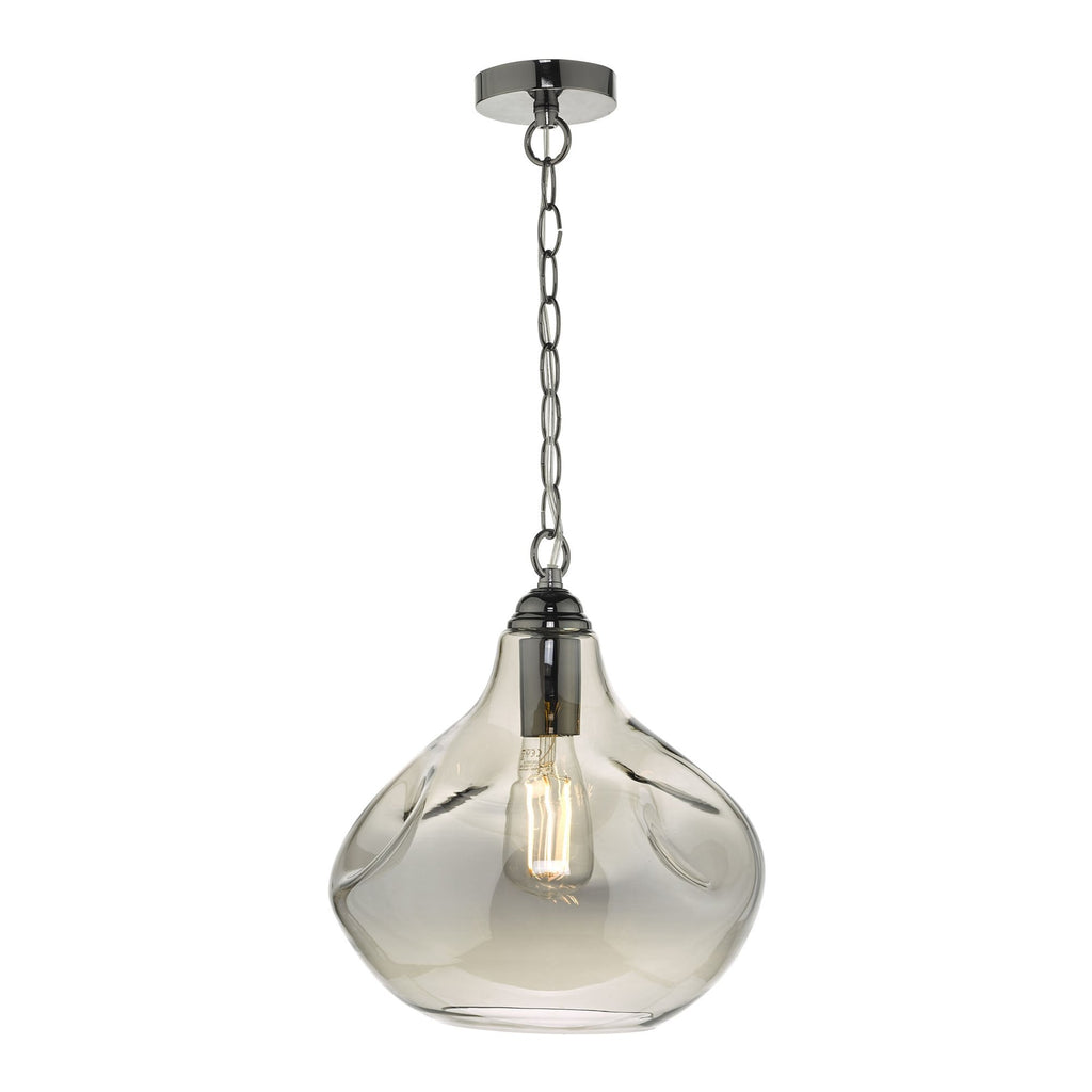 Dar ESA0110 Esarosa 1 Light Pendant Black Chrome And Smoked Glass