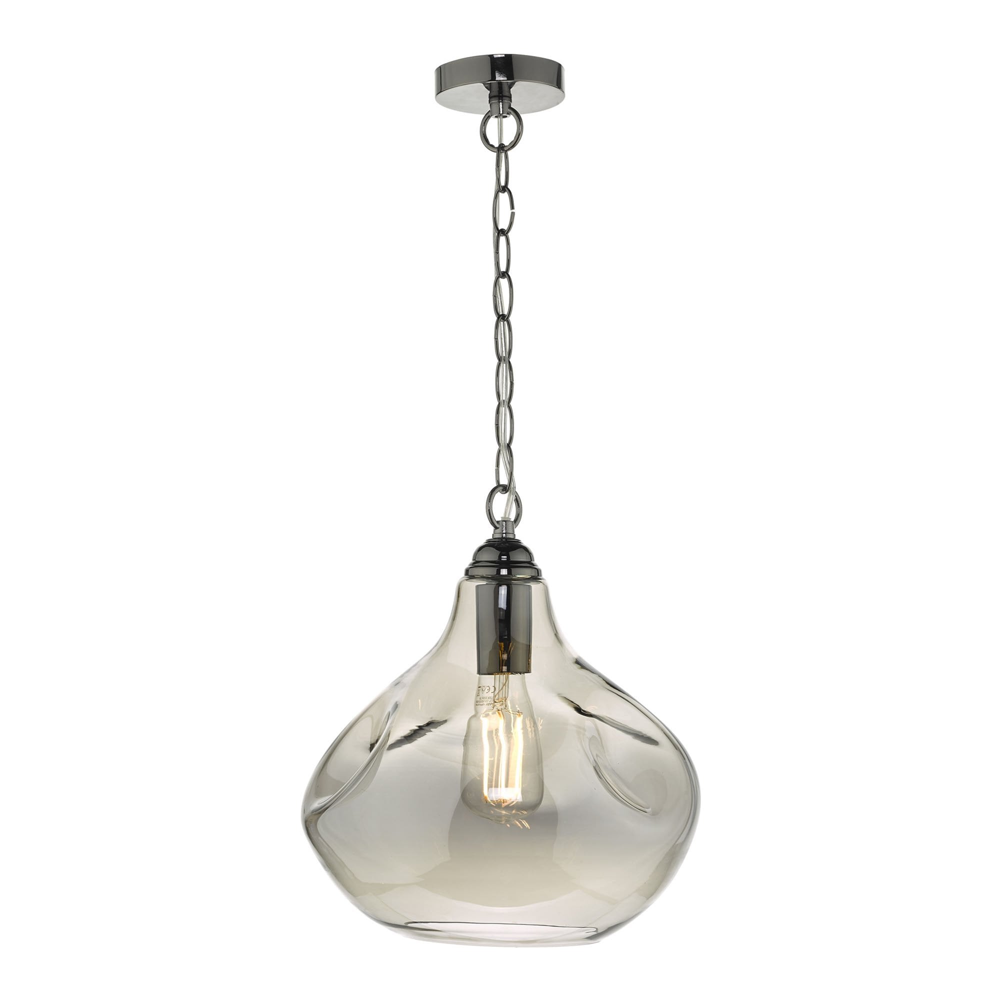 Dar ESA0110 Esarosa 1 Light Pendant Black Chrome And Smoked Glass
