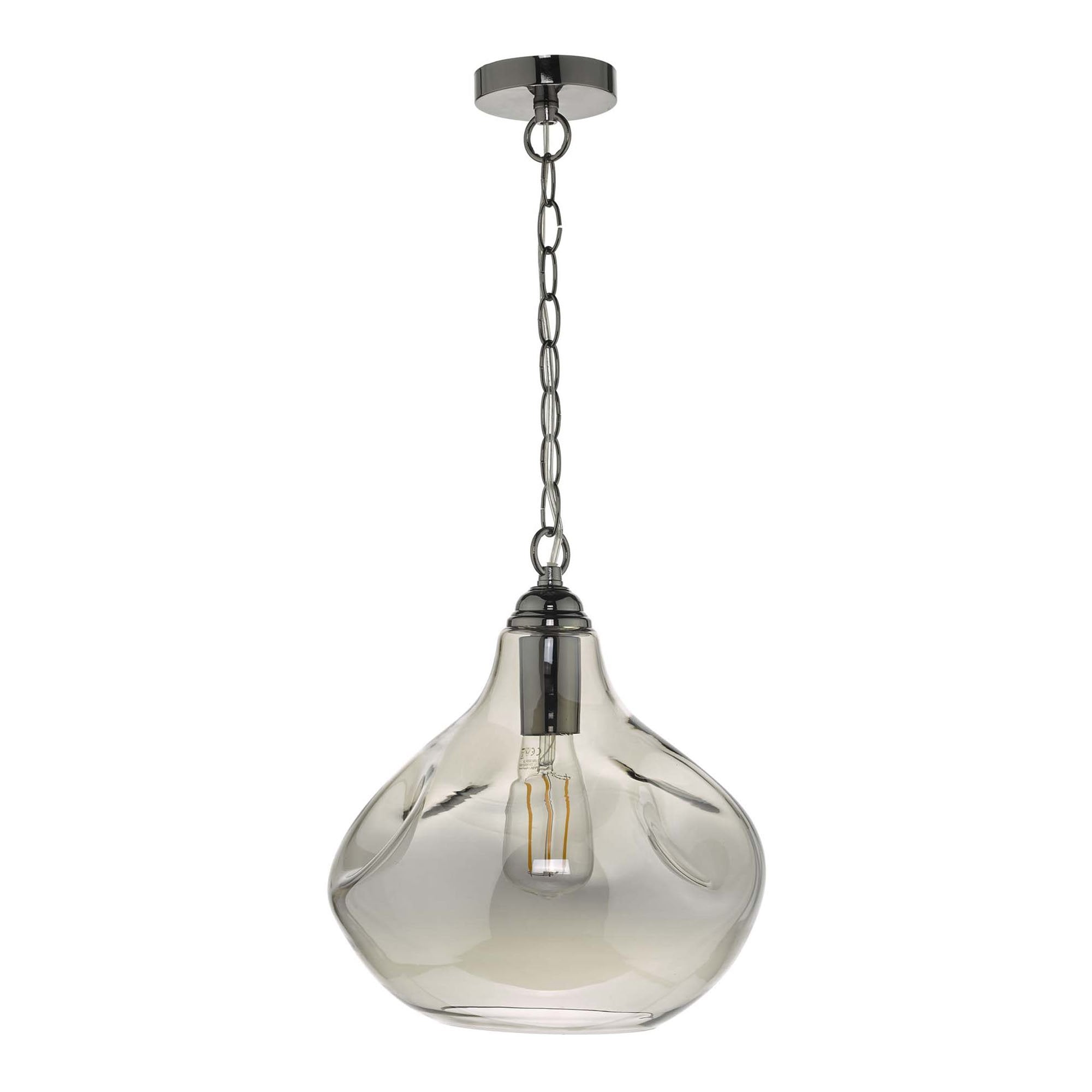 Dar ESA0110 Esarosa 1 Light Pendant Black Chrome And Smoked Glass