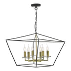 Dar GRE0654 Gretchen 6 Light Pendant Matt Black And Polished Brass