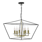 Dar GRE0654 Gretchen 6 Light Pendant Matt Black And Polished Brass