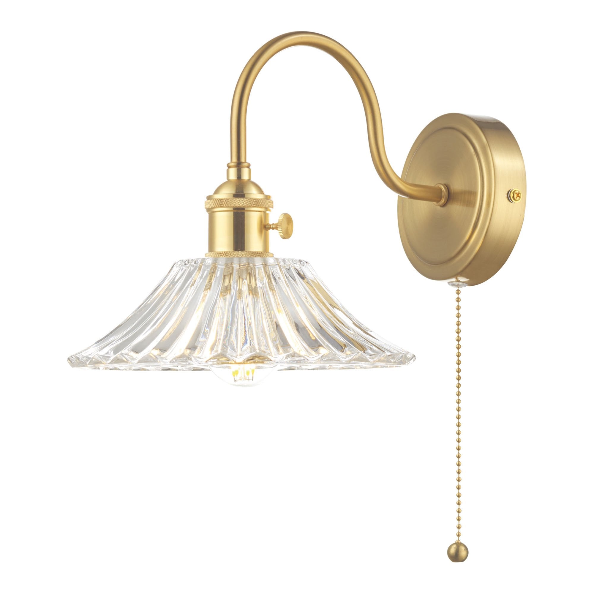 Dar HAD0740-04 Hadano 1 Light Wall Light Brass With Flared Glass Shade