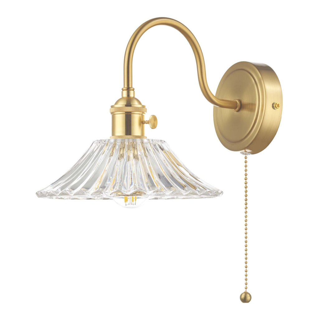 Dar HAD0740-04 Hadano 1 Light Wall Light Brass With Flared Glass Shade