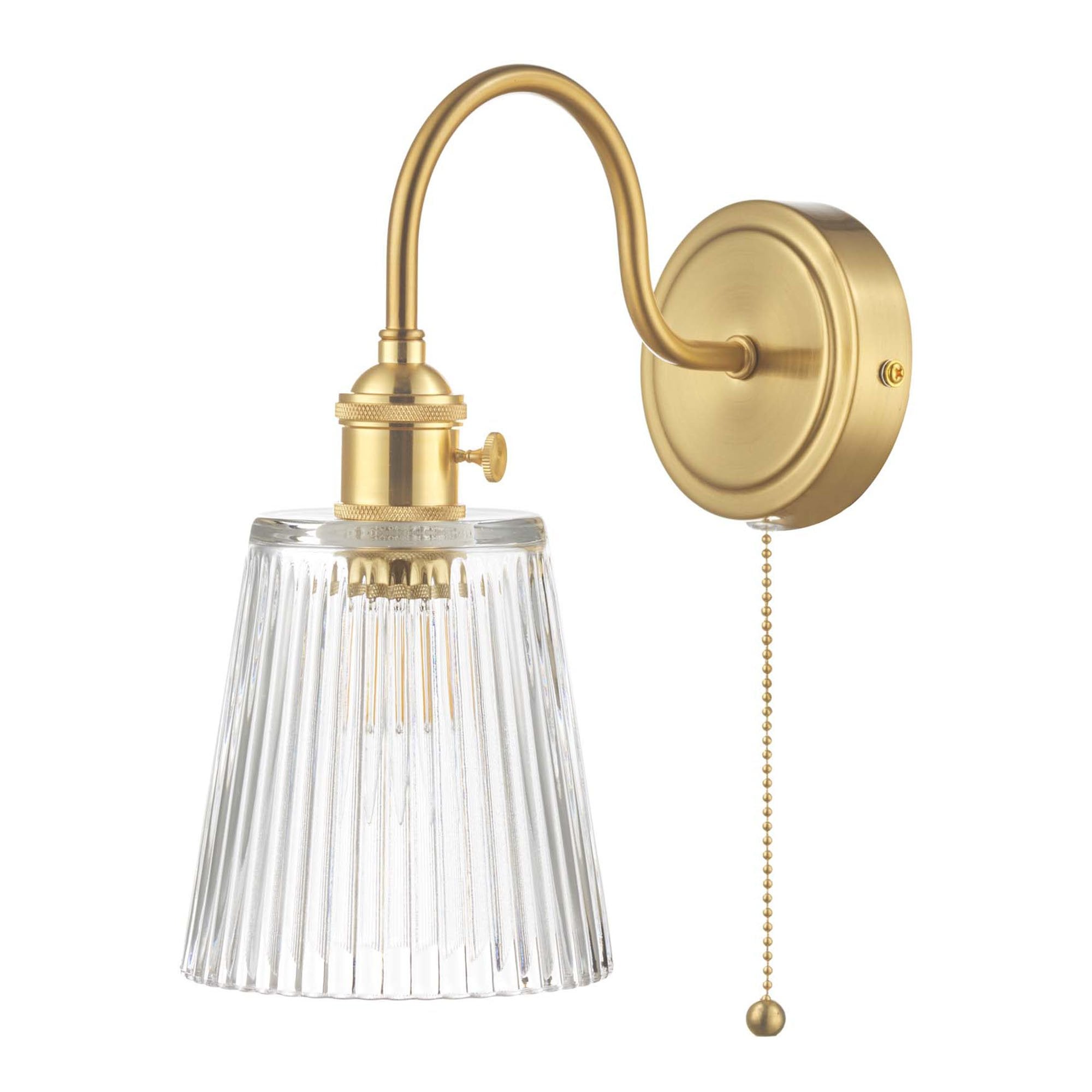Hadano 1 Light Wall  Light Brass With Ribbed Glass Shade