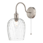 Dar HAD0761-03 Hadano 1 Light Wall Light Antique Chrome With Dimpled Glass Shade
