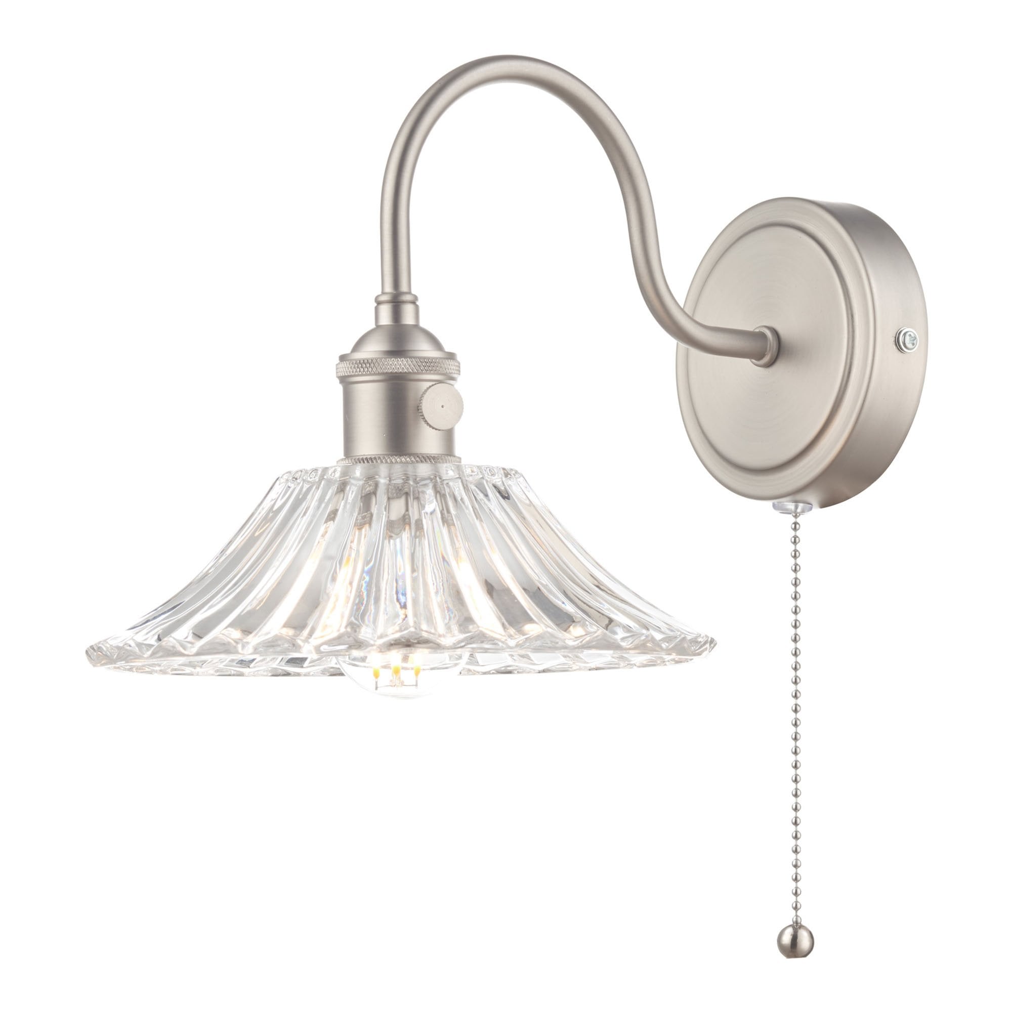Dar HAD0761-04 Hadano 1 Light Wall Light Antique Chrome With Flared Glass shade