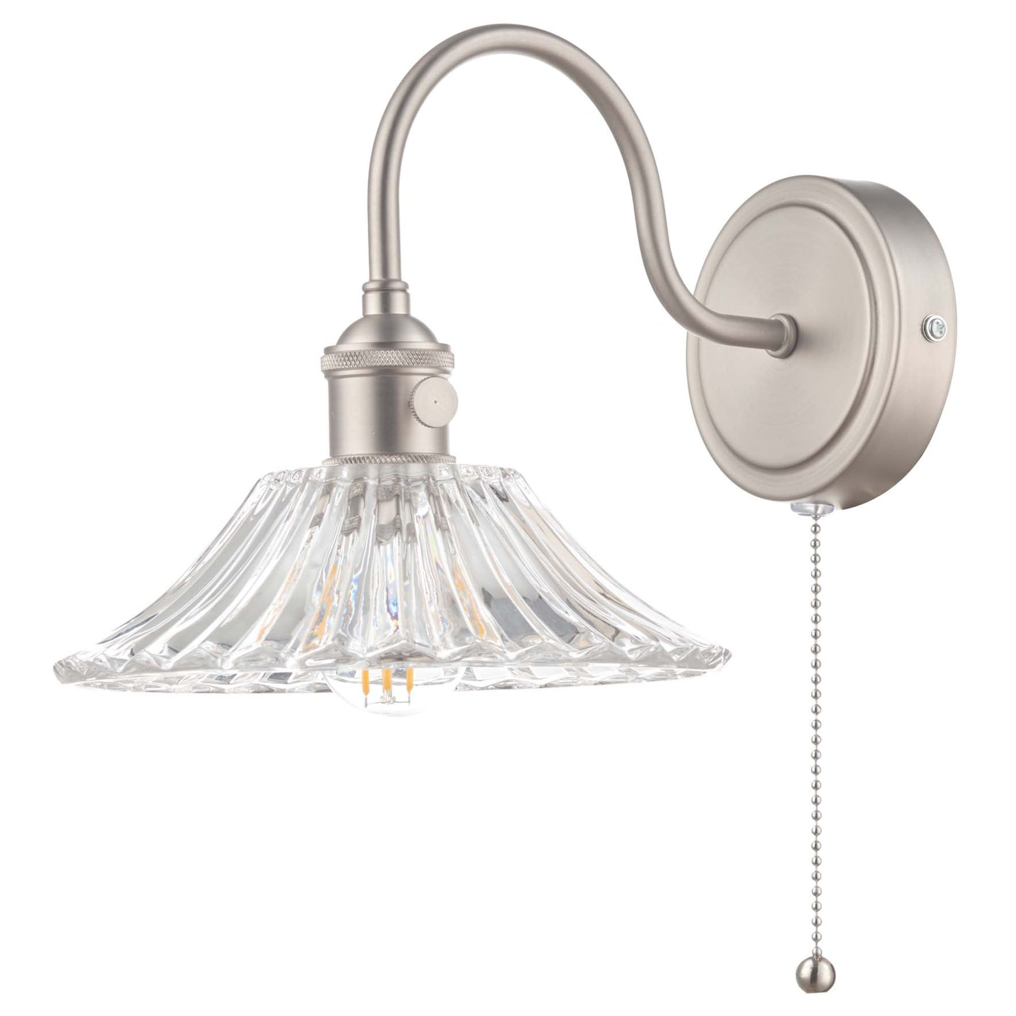 Dar HAD0761-04 Hadano 1 Light Wall Light Antique Chrome With Flared Glass shade