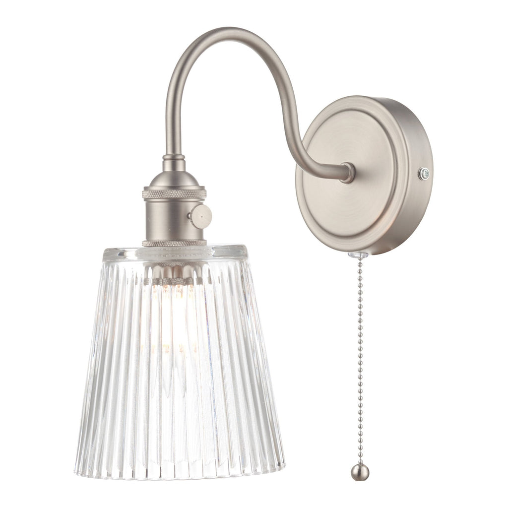 Dar HAD0761-05 Hadano 1 Light Wall Light Antique Chrome With Ribbed Glass Shades