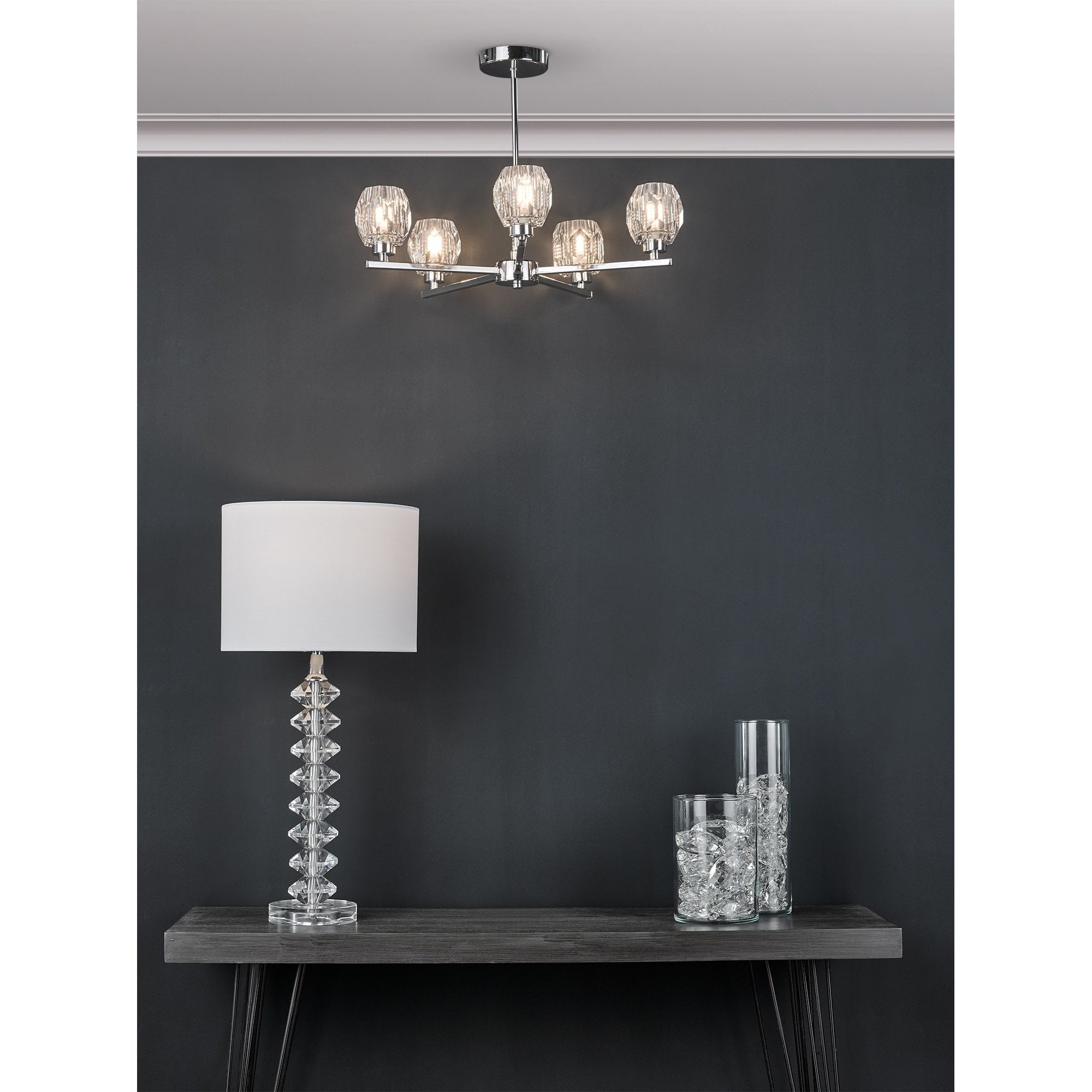 Dar IDI5450 Idina 5 Light Semi Flush Polished Chrome