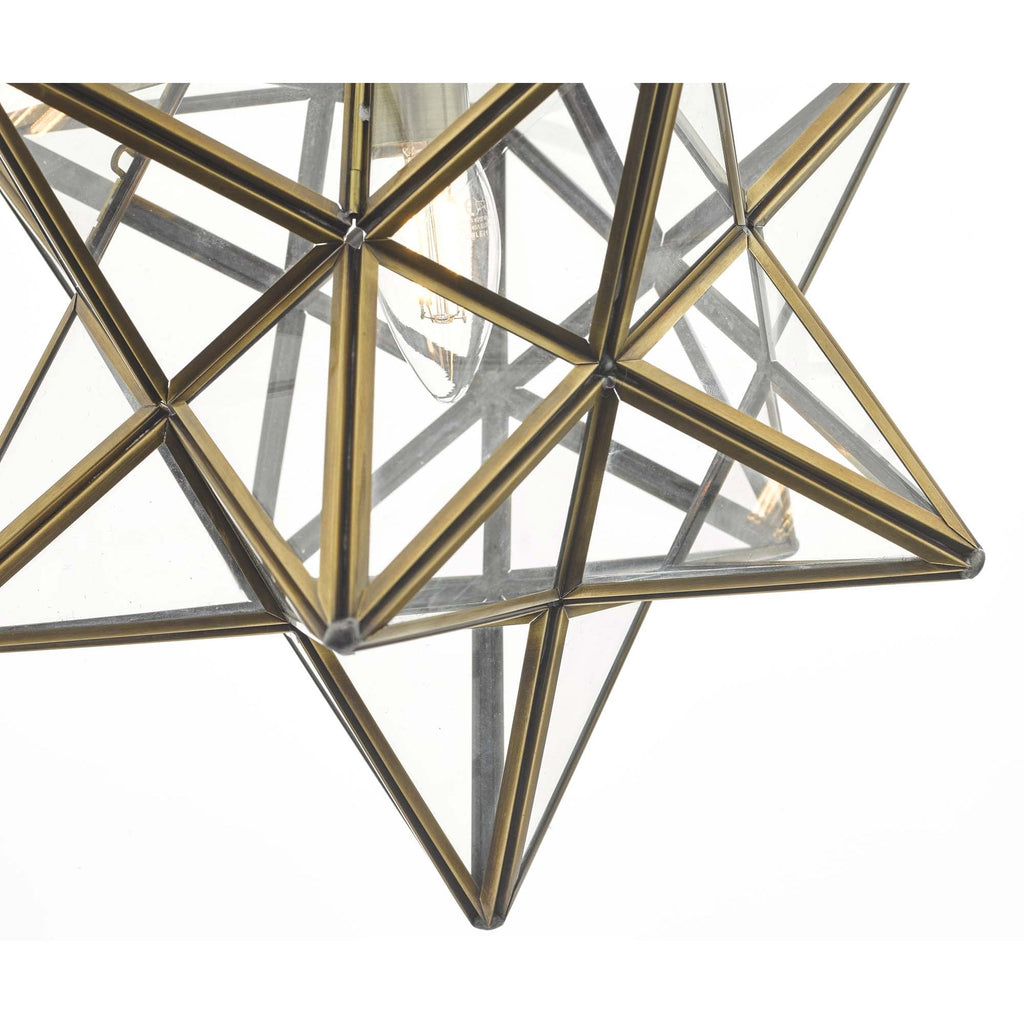 Dar ILA8675 Ilario 1 Light Star Pendant Large Antique Brass