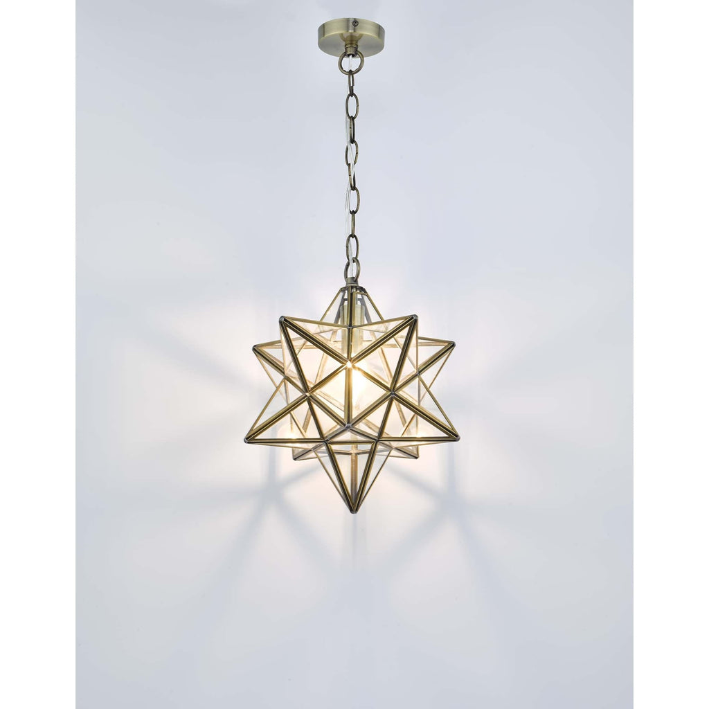 Dar ILA8675 Ilario 1 Light Star Pendant Large Antique Brass