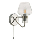 Dar KET0746 Keta 1 Light Wall Light Satin Chrome And Polished Chrome