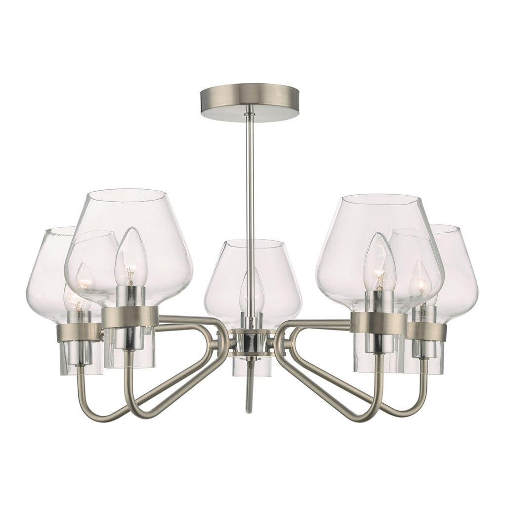 Dar KET5446 Keta 5 Light Semi Flush Satin Chrome And Polished Chrome
