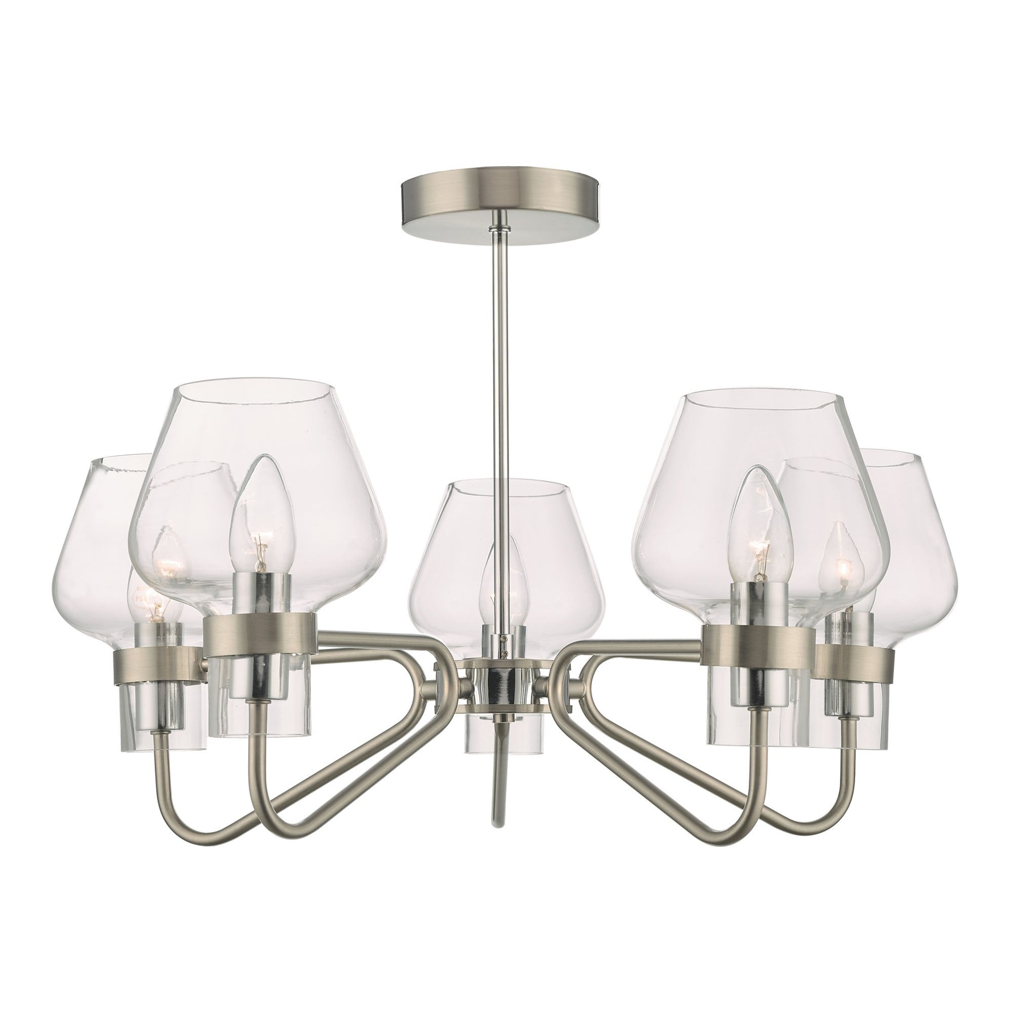Dar KET5446 Keta 5 Light Semi Flush Satin Chrome And Polished Chrome