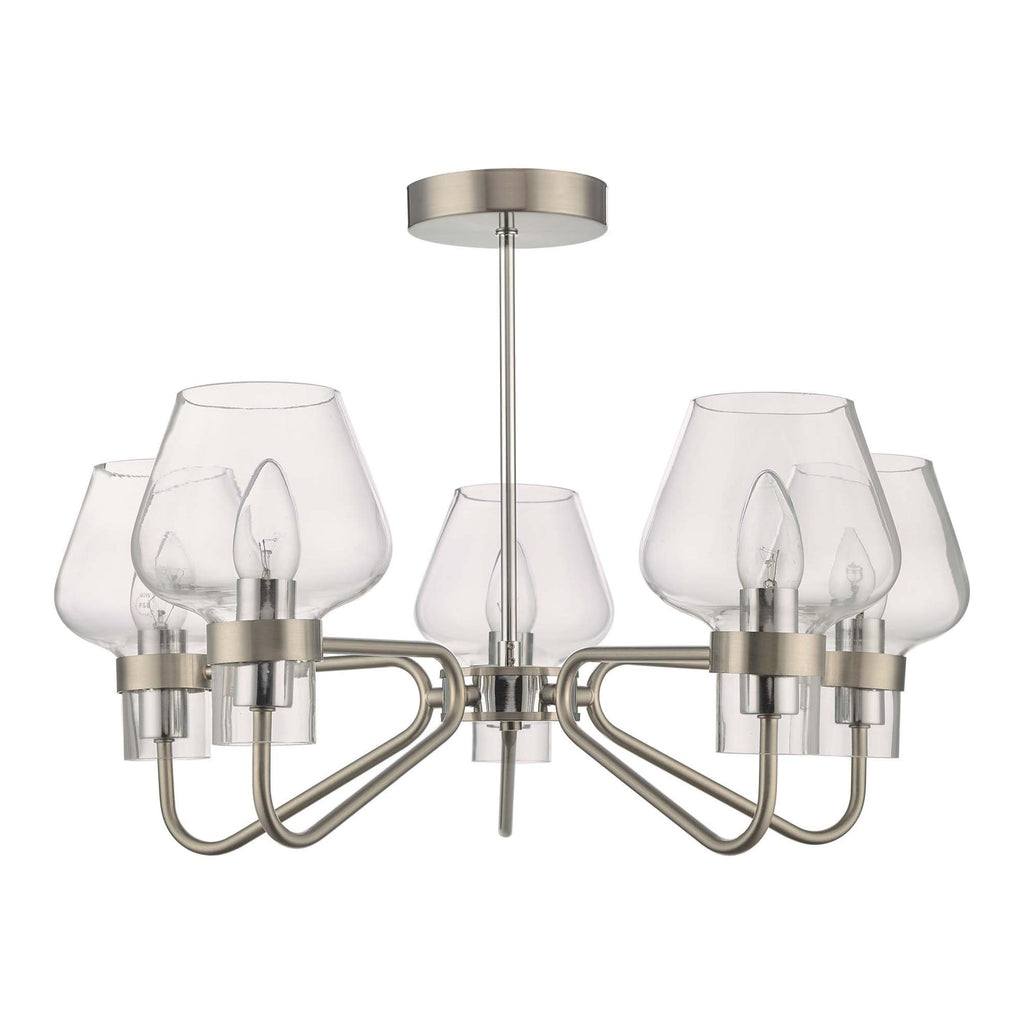 Dar KET5446 Keta 5 Light Semi Flush Satin Chrome And Polished Chrome