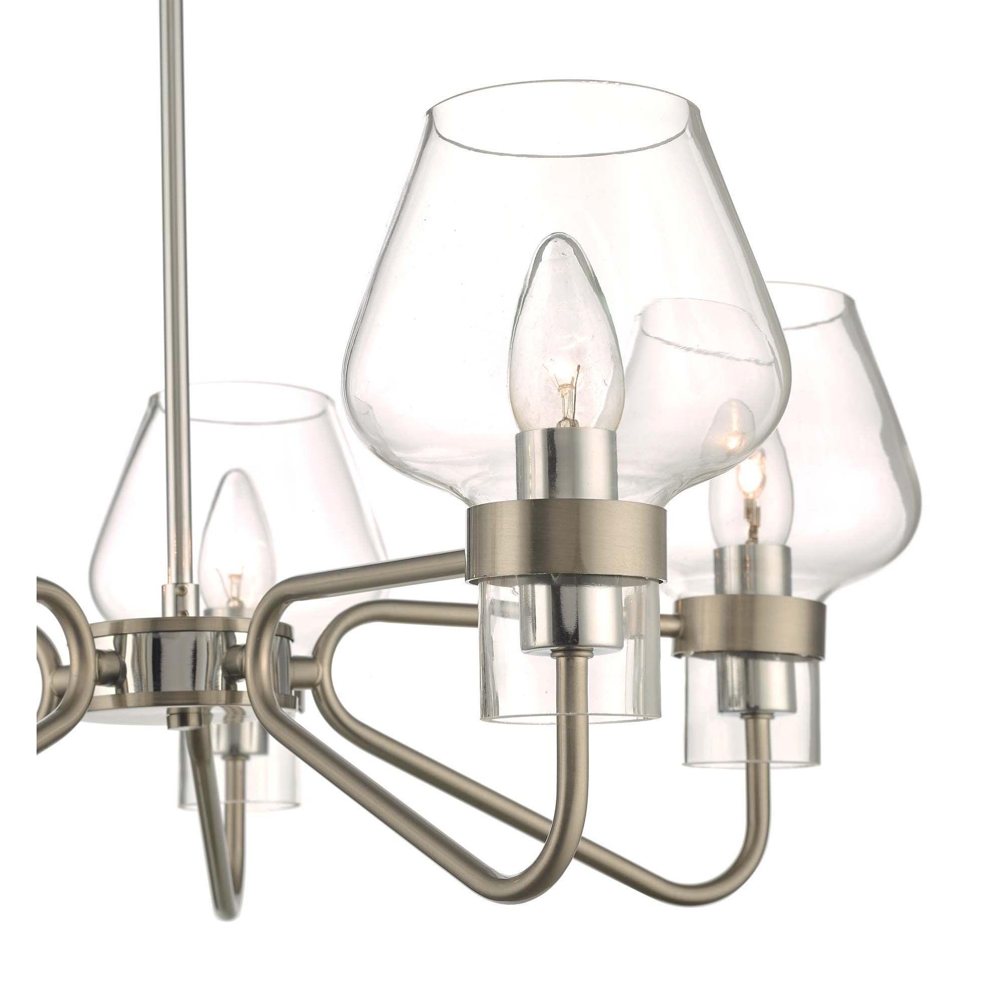 Dar KET5446 Keta 5 Light Semi Flush Satin Chrome And Polished Chrome