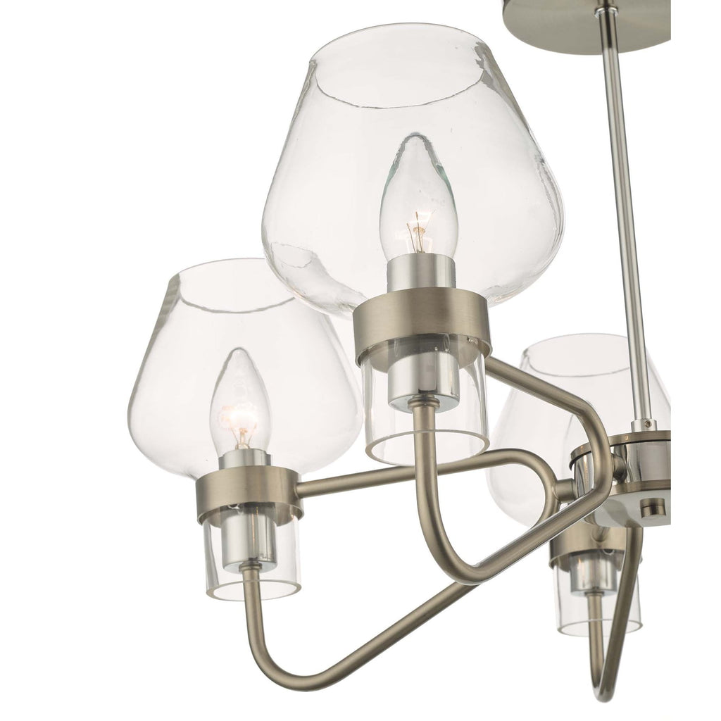 Dar KET5446 Keta 5 Light Semi Flush Satin Chrome And Polished Chrome