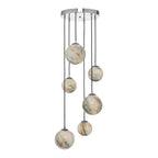 Dar MIK0650 Mikara 6 Light Cluster Pendant Marble Effect Glass And Polished Chrome