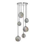 Dar MIK0650 Mikara 6 Light Cluster Pendant Marble Effect Glass And Polished Chrome